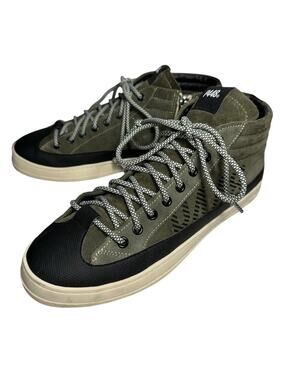 P448 Men’s Size 42 8.5 Olive Green Black  Cream Skate Muski High Top Sneaker